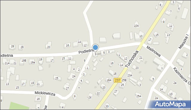 Czersk, Podleśna, 7, mapa Czersk