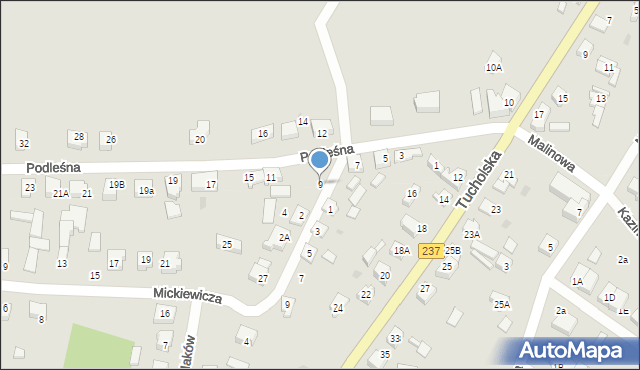 Czersk, Podleśna, 9, mapa Czersk