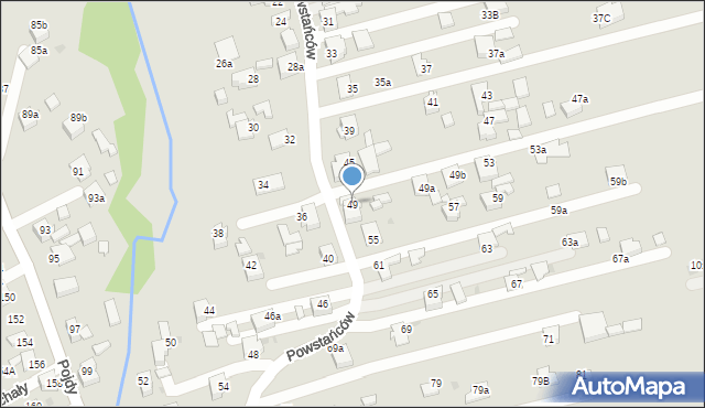 Czerwionka-Leszczyny, Powstańców, 49, mapa Czerwionka-Leszczyny