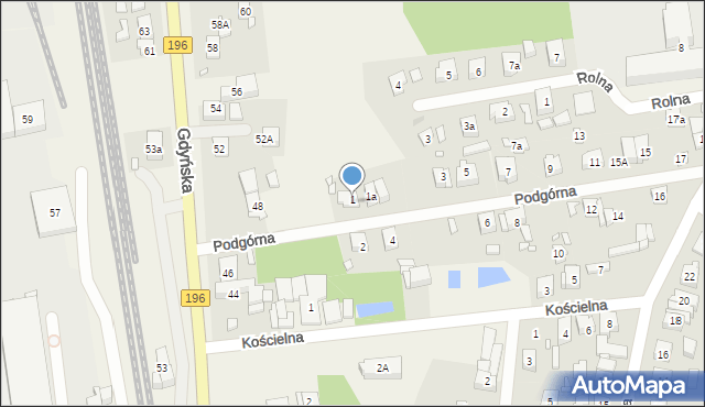 Czerwonak, Podgórna, 1, mapa Czerwonak