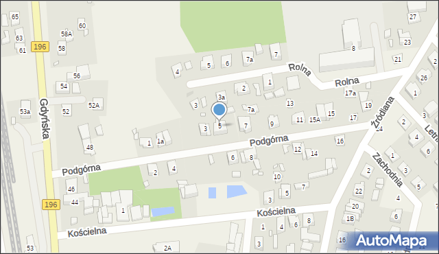 Czerwonak, Podgórna, 5, mapa Czerwonak