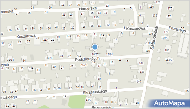 Częstochowa, Podchorążych, 16/20, mapa Częstochowy