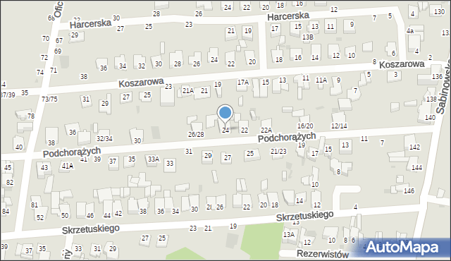 Częstochowa, Podchorążych, 24, mapa Częstochowy