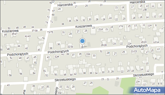 Częstochowa, Podchorążych, 30, mapa Częstochowy