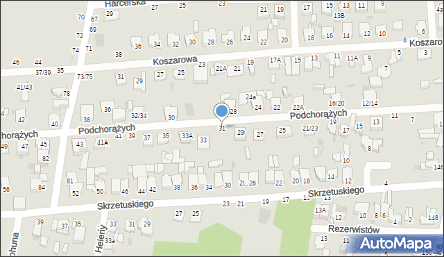 Częstochowa, Podchorążych, 31, mapa Częstochowy