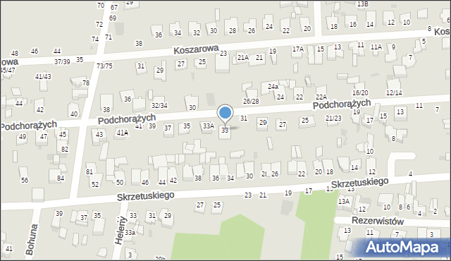 Częstochowa, Podchorążych, 33, mapa Częstochowy