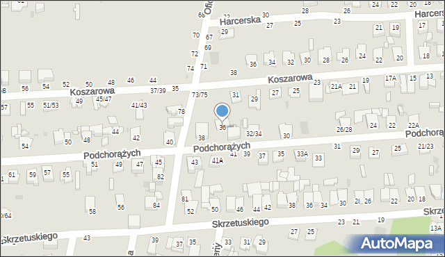 Częstochowa, Podchorążych, 36, mapa Częstochowy