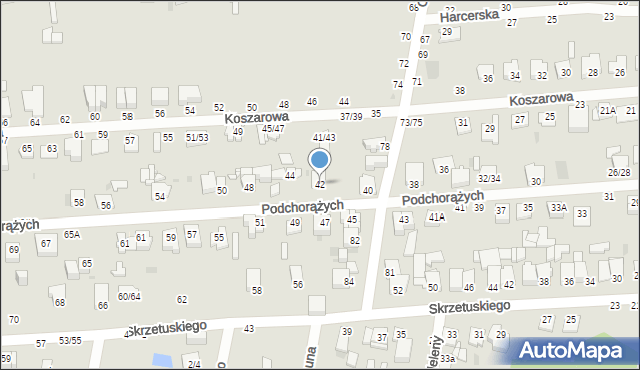 Częstochowa, Podchorążych, 42, mapa Częstochowy