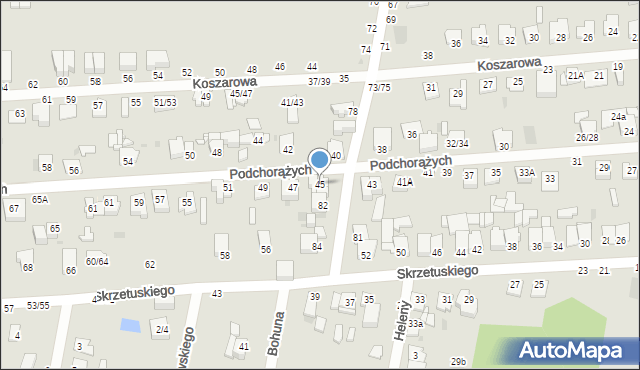 Częstochowa, Podchorążych, 45, mapa Częstochowy
