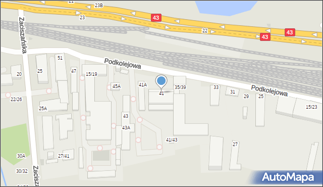 Częstochowa, Podkolejowa, 41, mapa Częstochowy