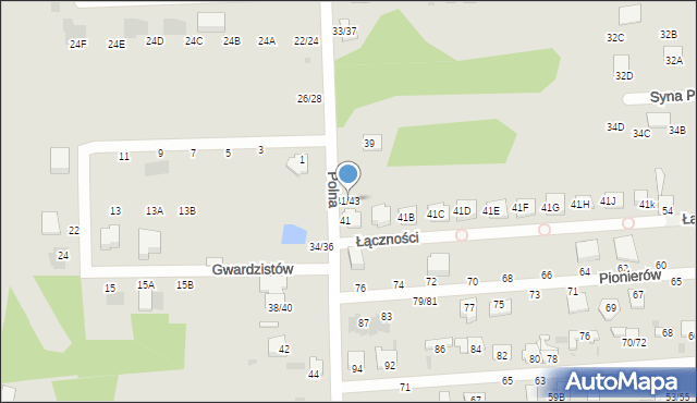 Częstochowa, Polna, 41/43, mapa Częstochowy