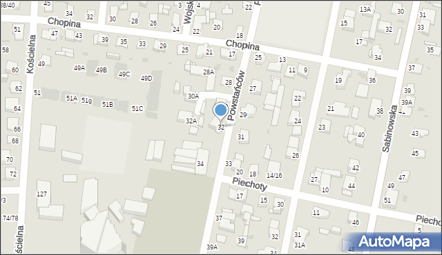 Częstochowa, Powstańców, 32, mapa Częstochowy