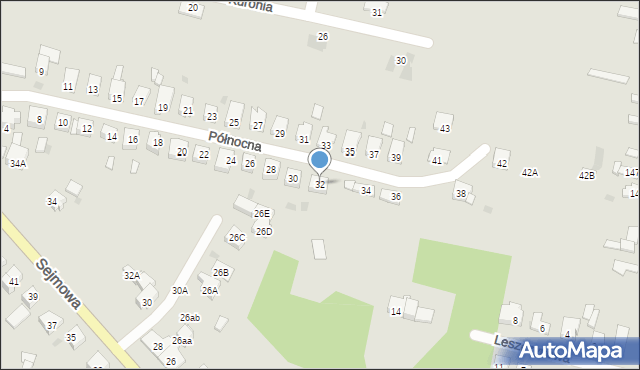 Częstochowa, Północna, 32, mapa Częstochowy