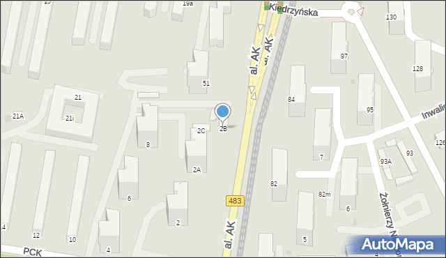 Częstochowa, Polskiego Czerwonego Krzyża, 2B, mapa Częstochowy