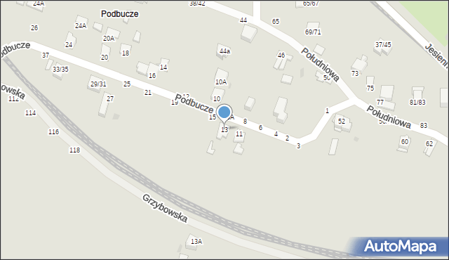 Częstochowa, Podbucze, 13, mapa Częstochowy