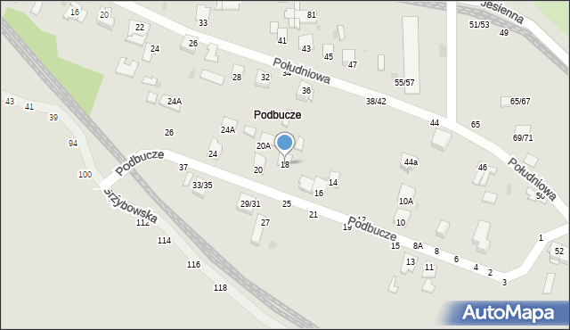 Częstochowa, Podbucze, 18, mapa Częstochowy
