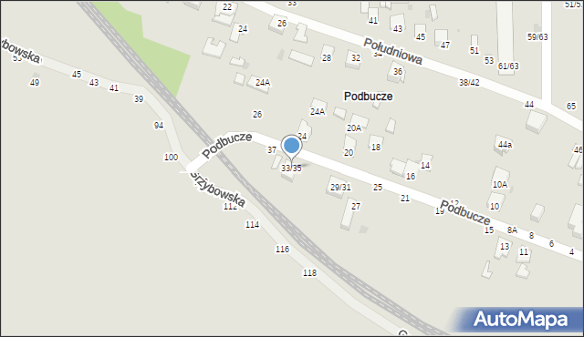 Częstochowa, Podbucze, 33/35, mapa Częstochowy