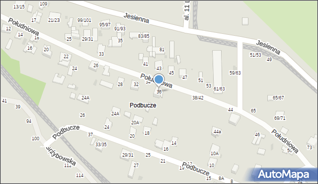 Częstochowa, Południowa, 36, mapa Częstochowy