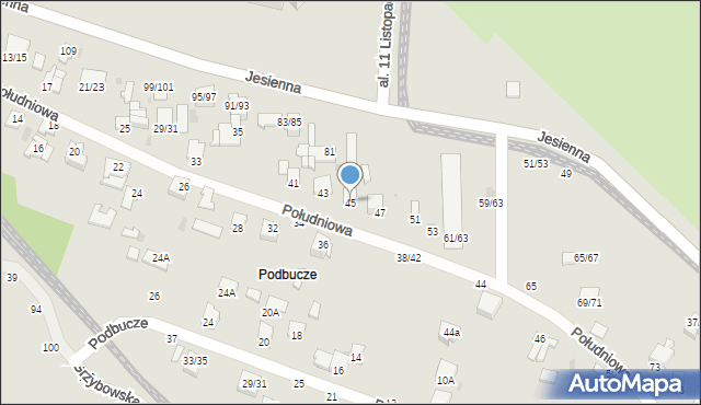 Częstochowa, Południowa, 45, mapa Częstochowy