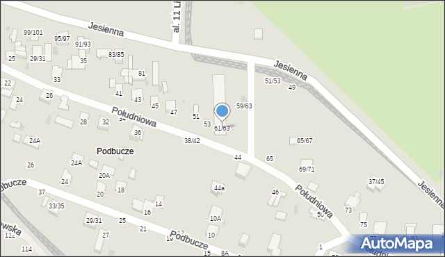 Częstochowa, Południowa, 61/63, mapa Częstochowy