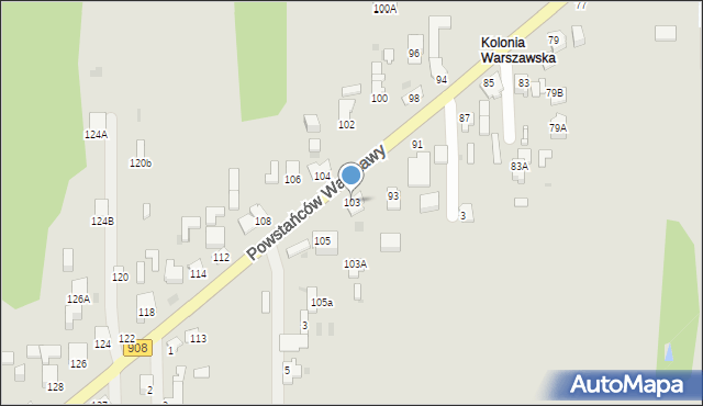 Częstochowa, Powstańców Warszawy, 103, mapa Częstochowy
