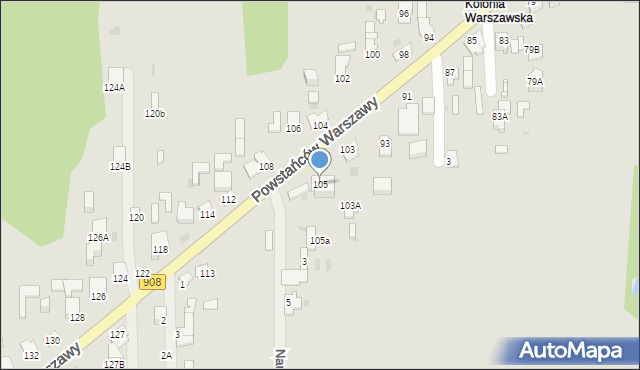 Częstochowa, Powstańców Warszawy, 105, mapa Częstochowy