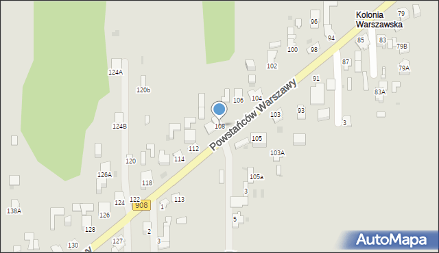 Częstochowa, Powstańców Warszawy, 108, mapa Częstochowy