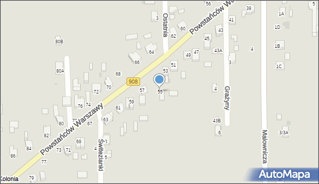 Częstochowa, Powstańców Warszawy, 55, mapa Częstochowy