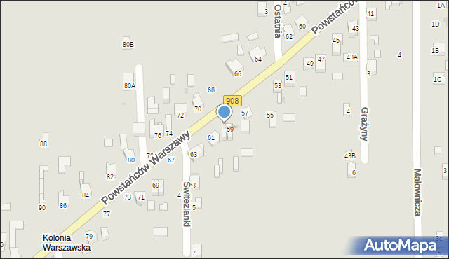 Częstochowa, Powstańców Warszawy, 59A, mapa Częstochowy