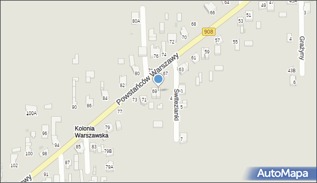 Częstochowa, Powstańców Warszawy, 69A, mapa Częstochowy