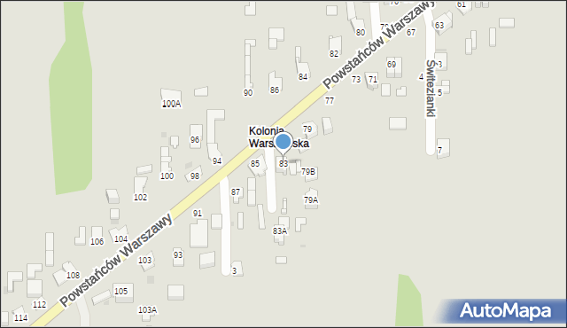 Częstochowa, Powstańców Warszawy, 83, mapa Częstochowy