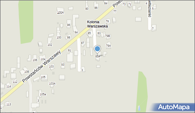 Częstochowa, Powstańców Warszawy, 83A, mapa Częstochowy