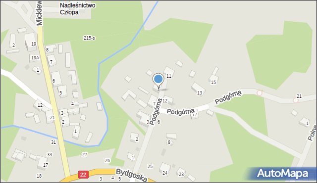 Człopa, Podgórna, 9a, mapa Człopa