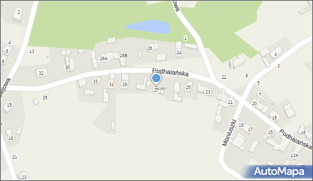 Dąbrowa, Podhalańska, 27, mapa Dąbrowa