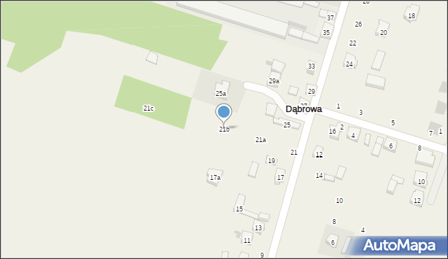 Dąbrowa, Południowa, 21b, mapa Dąbrowa