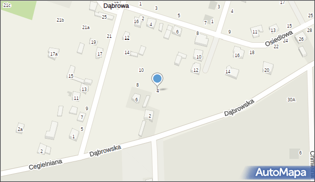 Dąbrowa, Południowa, 4, mapa Dąbrowa