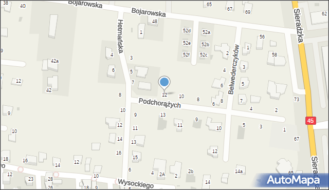 Dąbrowa, Podchorążych, 12, mapa Dąbrowa