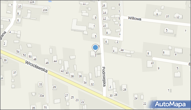 Dąbrowa, Podmiejska, 1, mapa Dąbrowa