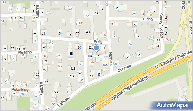 Dąbrowa Górnicza, Pola, 14a, mapa Dąbrowa Górnicza