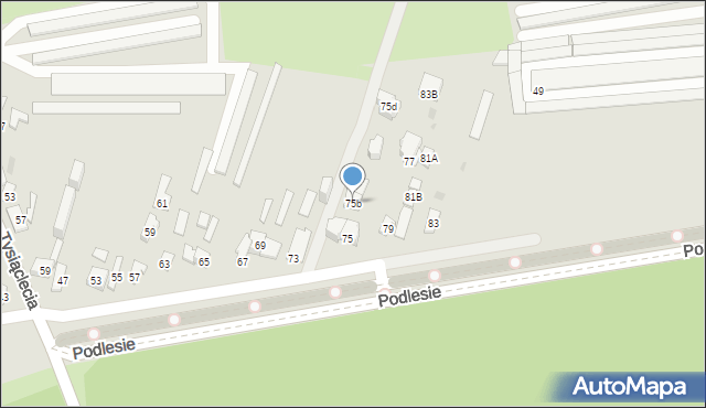 Dąbrowa Górnicza, Podlesie, 75b, mapa Dąbrowa Górnicza