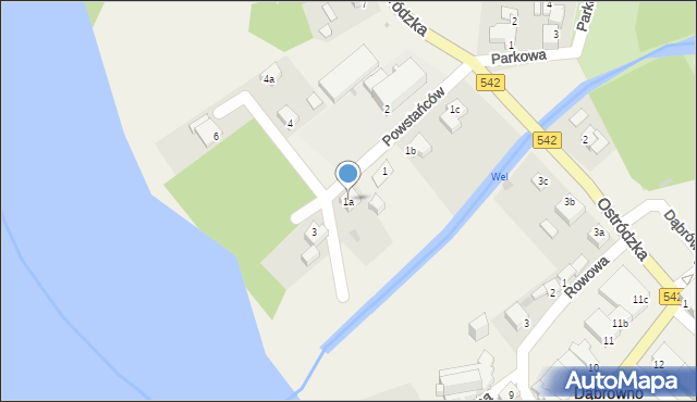 Dąbrówno, Powstańców, 1a, mapa Dąbrówno