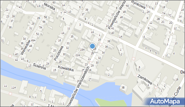 Darłowo, Powstańców Warszawskich, 19, mapa Darłowo