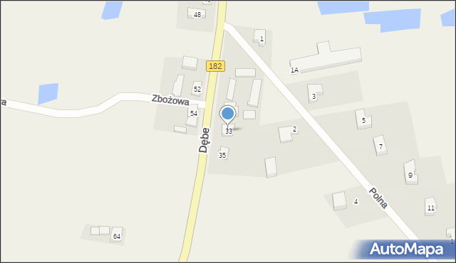 Dębe, Poznańska, 33, mapa Dębe