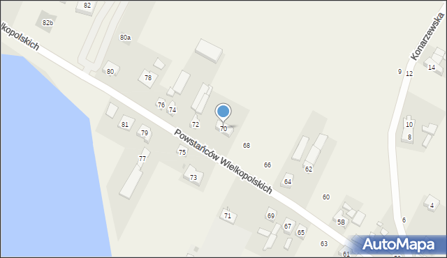 Dębno, Powstańców Wielkopolskich, 70, mapa Dębno