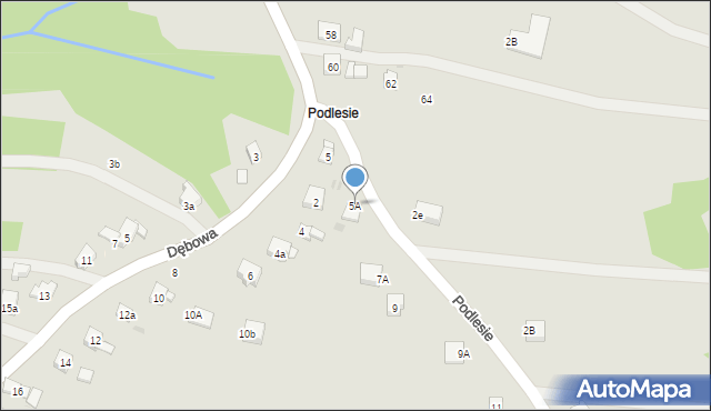 Dobczyce, Podlesie, 5A, mapa Dobczyce