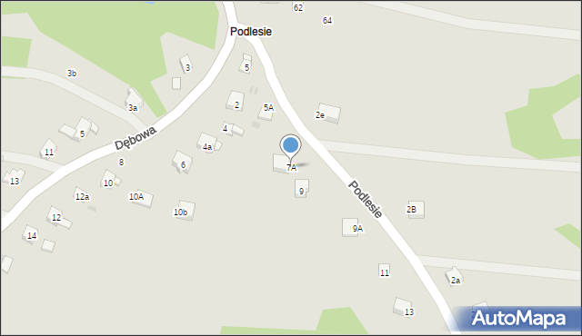Dobczyce, Podlesie, 7A, mapa Dobczyce