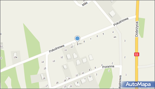 Dobrzyca, Południowa, 9, mapa Dobrzyca