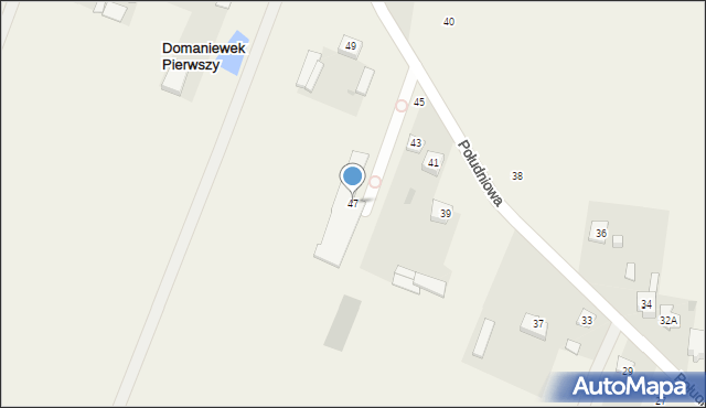 Domaniewek Pierwszy, Południowa, 47, mapa Domaniewek Pierwszy