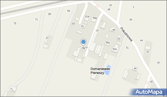 Domaniewek Pierwszy, Południowa, 59, mapa Domaniewek Pierwszy