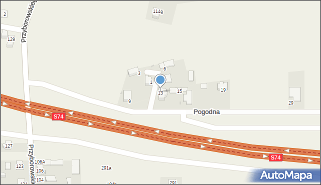 Domaszowice, Pogodna, 13, mapa Domaszowice